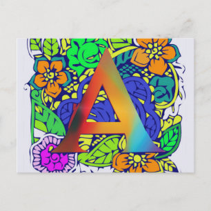Cartão Postal Teste padrão monogrammed floral colorido bonito d