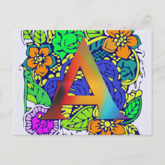 Cartão Postal Teste padrão monogrammed floral colorido bonito de