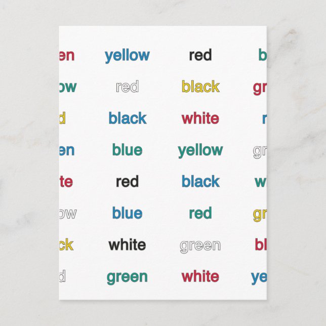 Cartão Postal Teste Stroop Português (Frente)