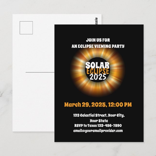 Cartão Postal Testemunhando o Eclipse Solar Parcial 29/3/2025 (Frente/Verso)