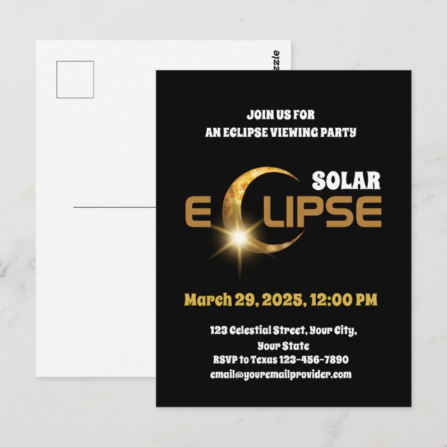 Cartão Postal Testemunhando o Eclipse Solar Parcial 29/3/2025 (Frente/Verso)