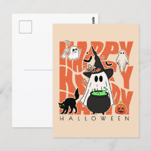 Cartão Postal Testemunhar Divertido   Feliz Halloween Magic & Mi