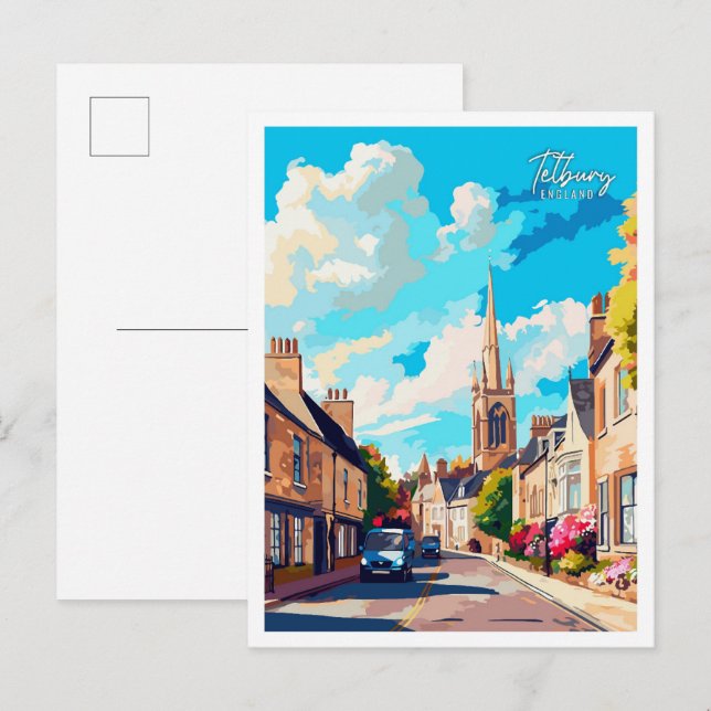 Cartão Postal Tetbury England Art viagens vintage (Frente/Verso)