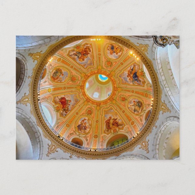 Cartão Postal Teto da Cúpula da Frauenkirche, Dresden, Alemanha (Frente)