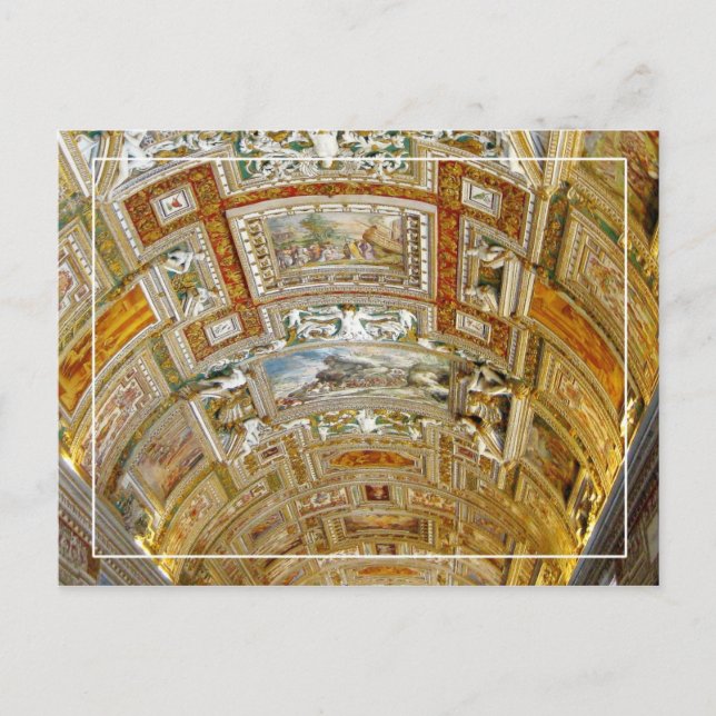 Cartão Postal Teto na Galeria de Mapas, Museus Vaticanos (Frente)