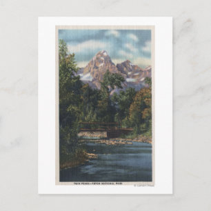 Cartão Postal Teton National Park, WY - Vista de Picos Gêmeos