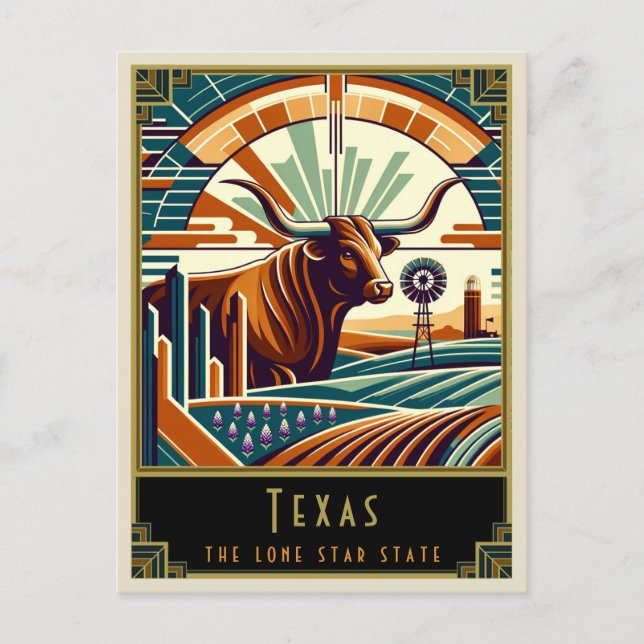 Cartão Postal Texas | Art Deco (Frente)