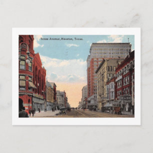 Cartão Postal Texas Ave., Houston, Texas 1910 Vintage