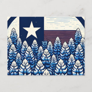 Cartão Postal Texas Bluebonnets State Flag Pride Texan