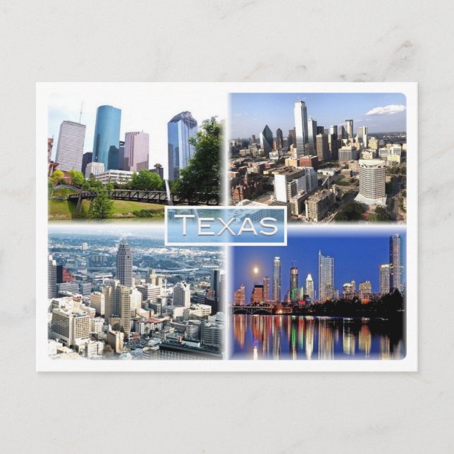Cartão Postal Texas - Centro Houston - Centro Dallas - (Frente)