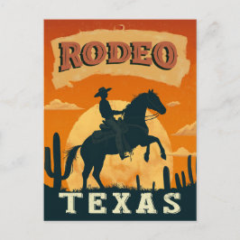 Cartão Postal Texas Cowboy Rodeo Vintage