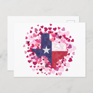 Cartão Postal Texas em um Campo de Corações - Dia de os namorado