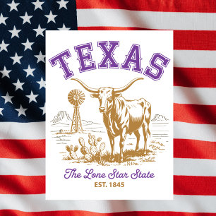 Cartão Postal Texas Estado da Estrela Solitária Ilustração de To