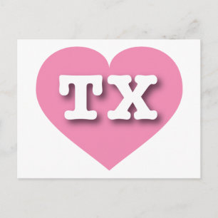 Cartão Postal Texas Pink Heart - Eu adoro TX