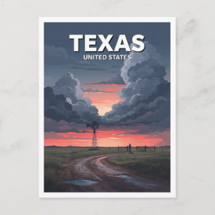 Cartão Postal Texas Windmill e Prairie Storm Childress
