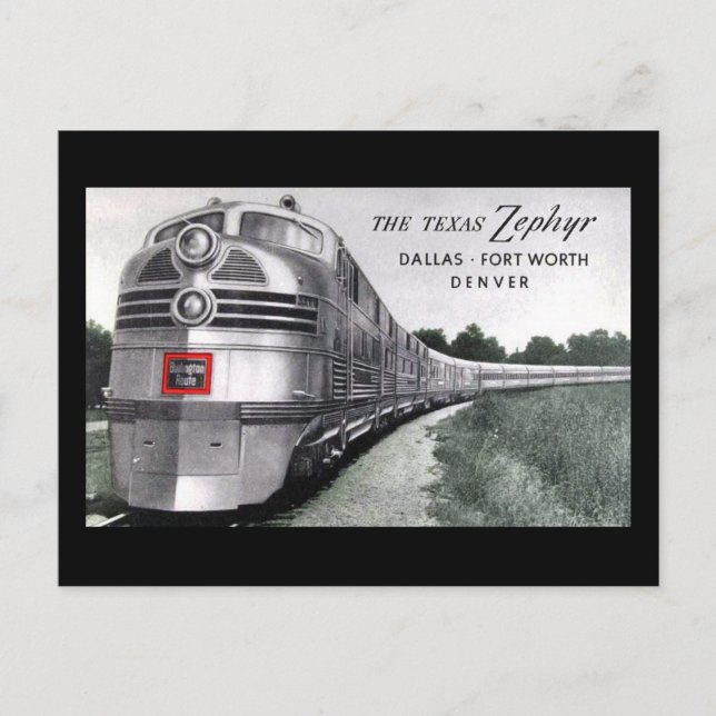 Cartão Postal Texas Zephyr Train Vintage (Frente)