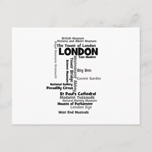 Cartão Postal Text Art "London" (Frente)