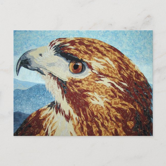 Cartão Postal Têxtil de Hawk de cauda vermelha (Frente)