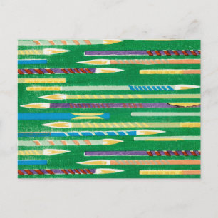 Cartão Postal Têxtil De Pincel Japonês