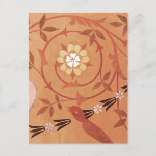 Cartão Postal Têxtil de Vinha Rosa e Vase