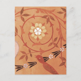 Cartão Postal Têxtil de Vinha Rosa e Vase