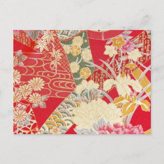 Cartão Postal Têxtil KIMONO Japonês, Padrão Floral