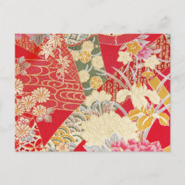 Cartão Postal Têxtil KIMONO Japonês, Padrão Floral