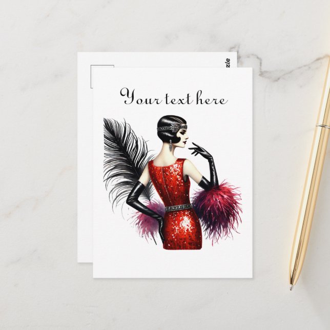 Cartão Postal Texto de adição de moça bonita (Frente/Verso In Situ)