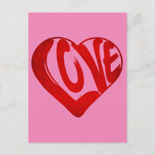 CARTÃO POSTAL TEXTO DE AMOR TIPOGRAFIA VERMELHA DIA DOS NAMORADO