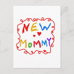 Cartão Postal Texto de Cores Primárias Novas Camisetas de Mamães