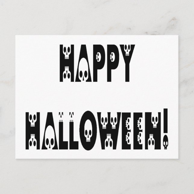 Cartão Postal Texto de Halloween Esqueleto (Frente)