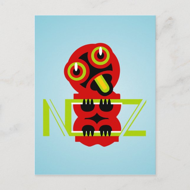 Cartão Postal Texto de Hei Tiki Maori Design NZ (Frente)