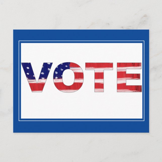 Cartão Postal Texto De Votação Em Cores De Sinalizador Azul (Frente)