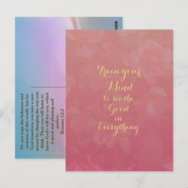 Cartão Postal Texto Dourado - Citação Positiva Ver Bem Em Tudo (Frente/Verso)