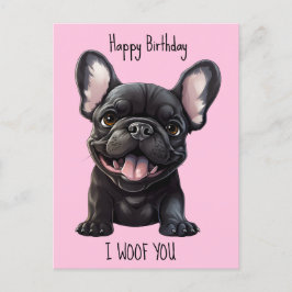 Cartão Postal Texto e cor personalizados, 🐶 filhote francês Ani