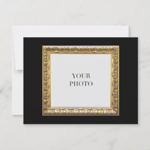 Cartão Postal Texto e Quadro de Fotografias Pessoais Preto Elega