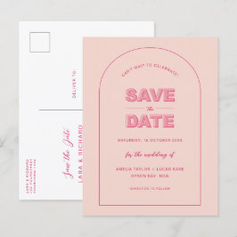 Cartão Postal Texto em negrito Moderno de Arch Rosa Salvar a Dat