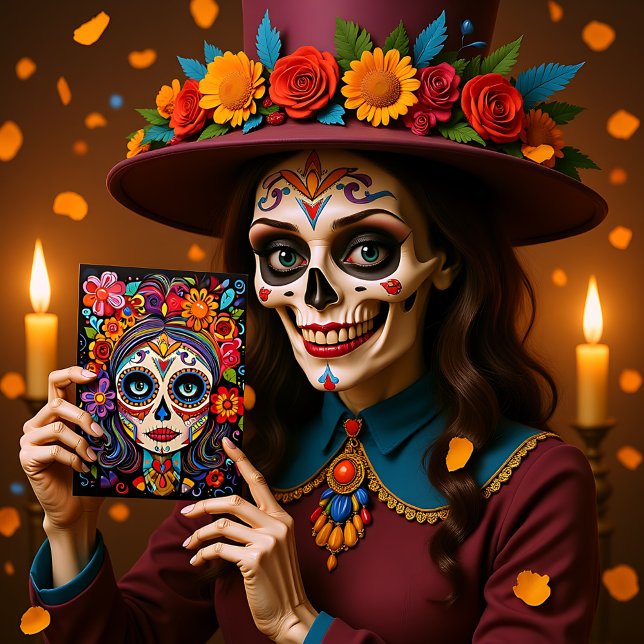 Cartão Postal Texto 💀 La Calavera Catrina (Custom text 💀 La Calavera Catrina Postcard)
