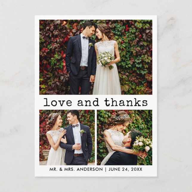 Cartão Postal Texto Moderno de Máquina de Escrever Foto 3 Agrade (Frente)