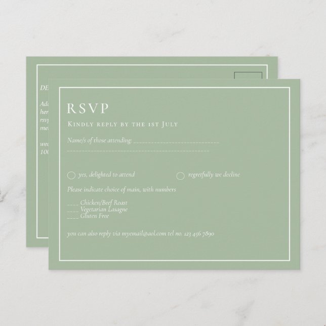 Cartão Postal Texto Monocromático Verde Da Apple Sage (Frente/Verso)