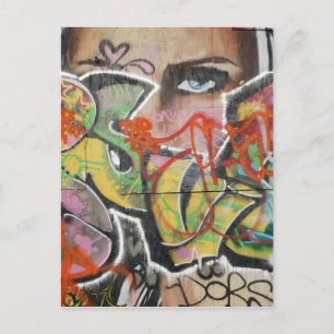 Cartão Postal texto mural de grafite abstrato tipo mulheres