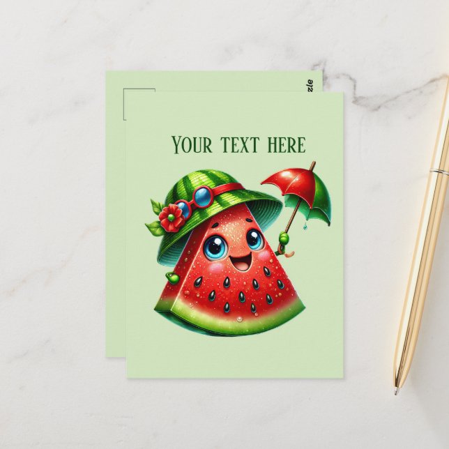 Cartão Postal Texto para adicionar melancia (Frente/Verso In Situ)