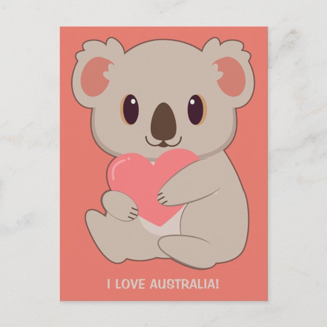 Cartão Postal Texto Personalizado Amor Koala (Frente)