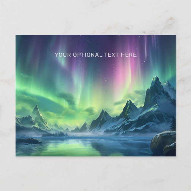 Cartão Postal Texto personalizado Aurora Borealis (Frente)