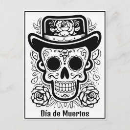 Cartão Postal Texto personalizado 💀 B/W (colorido o seu) Día de