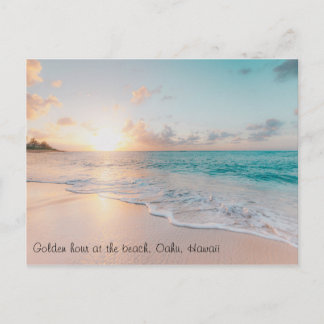 Cartão Postal Texto Personalizado Belo Horário do Ouro Oahu Hawa