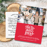 Cartão Postal Texto Personalizado da Foto da Família Feriado de<br><div class="desc">Um cartão postal de fotografia de feriado divertido com caligrafia tipo que diz "Isto também vai passar" e a fotografia da sua família.  Adicione sua saudação personalizada e nomes de família.  Um cartão que certamente trará um sorriso para amigos e família.</div>