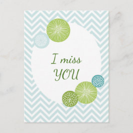 Cartão Postal Texto Personalizado de Abstrato Floral Azul Modern
