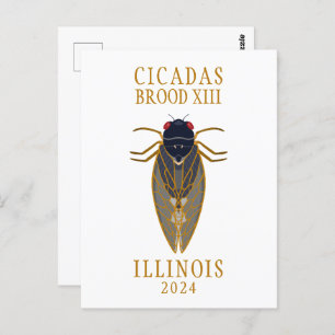 Cartão Postal Texto Personalizado de Cicada Brood XIII ILLINOIS