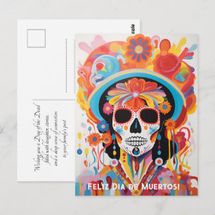 Cartão Postal Texto personalizado Dia de Muertos La Calavera Cat